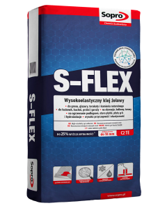 SOPRO S-FLEX SZARA Wysokoelastyczna, cementowa, cienkowarstwowa zaprawa klejowa 22,5kg/op. 48op/pal (201/22,5) Chemia budowlana