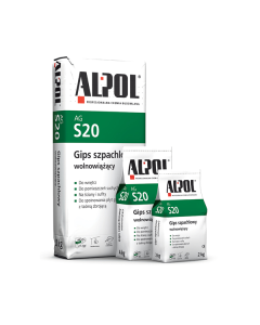 Alpol AG-S20 Gips szpachlowy wolnowiążący 20kg 48szt./pal. (P-AL-GS-020-20WO) Masy i kleje