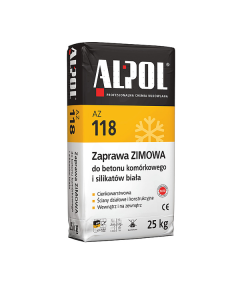 Alpol AZ-118 Zaprawa do betonu komórkowego i silikatów Biała ZIMOWA kl. M10 25kg 48szt./pal. (P-AL-ZC-118-25WO) Zaprawy