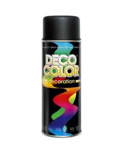 DECO COLOR farba spray 400ml FLAT BLACK RAL 9005 MAT Farby i grunty