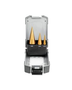 PRO Zestaw wierteł stopniowych tytanowanych HSS M2 TIN 3szt (3-01-10-WD-010/PRO-WD010)rn