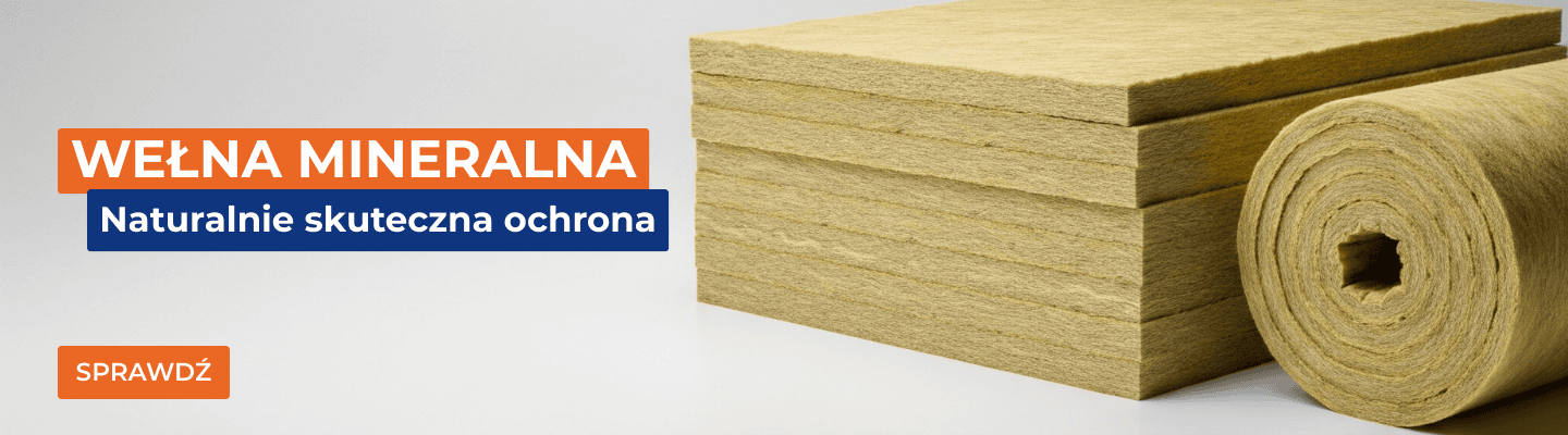 baner reklamujący wełnę mineralną w sklepie materiałów budowlanych eKowalczyk