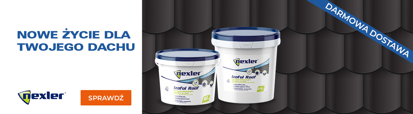 baner reklamujący produkt izofol roof od nexlera w sklepie materiałów budowlanych eKowalczyk