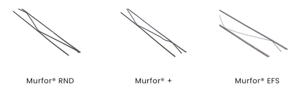 rodzaje prefabrykowanych kratownic Murfor: Murfor RND, Murfor +, Murfor EFS